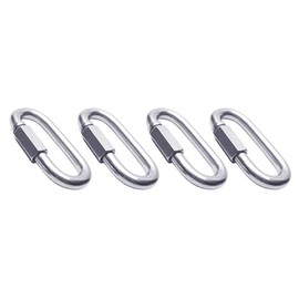 FSSTUD 4 PCS Stainless Steel Quick Links D Shape Carabiner Locking Clip Ring Chain Connector M4