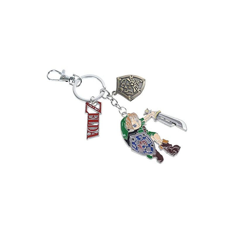 CosplayStudio Zelda Keyring with Link, Hyrule Shield & Zelda Lettering