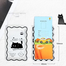 DHWEKU Photo Card Holder, Clear Black Cat Acrylic Card Sleeves, Picture Frame, Top Loader for Cards, Photo Card Holder Keychain, Cute Design, Album, multicoloured