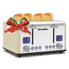 Toaster 4 Slice, KitchMix Bagel Stainless Toaster with LCD Timer,