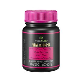 NutriCore 뉴트리코어 철분 프리미엄 1박스 (60정) 비타민C D K 셀렌 Nutricore Iron Premium 1 Box (60 Tablets) Vitamin C D K Selenium