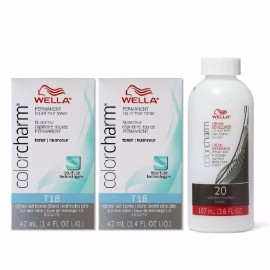 Wella Color Charm Hair Toner T18  1.4 oz ( 2 Pack ) + Cream Developer 3.6 oz