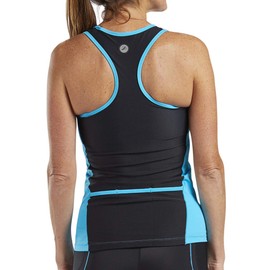 Zoot Women's Core Tri Racerback Tank, Performance Triathlon Race Tank Top, UPF 50+ Fabric, Rear Pockets, Built-in Bra Support - Cascade - 2X-Large