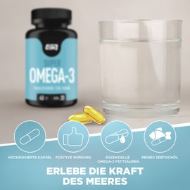 ESN Esn Super Omega 3 Capsules 1000 mg Pure Sea Fish Oil Essential Fatty Acids Epa Eicosapentaenoic Acid Dha Docosahexaenoic Acid Portions Made in Germany FID34019 90