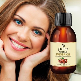 Pure World Natural Jojoba Oil 100% Pure and Undiluted 100ml. Cold and Freshly Pressed Premium Quality Jojoba Oil – Skin, Nails, Body and Face,