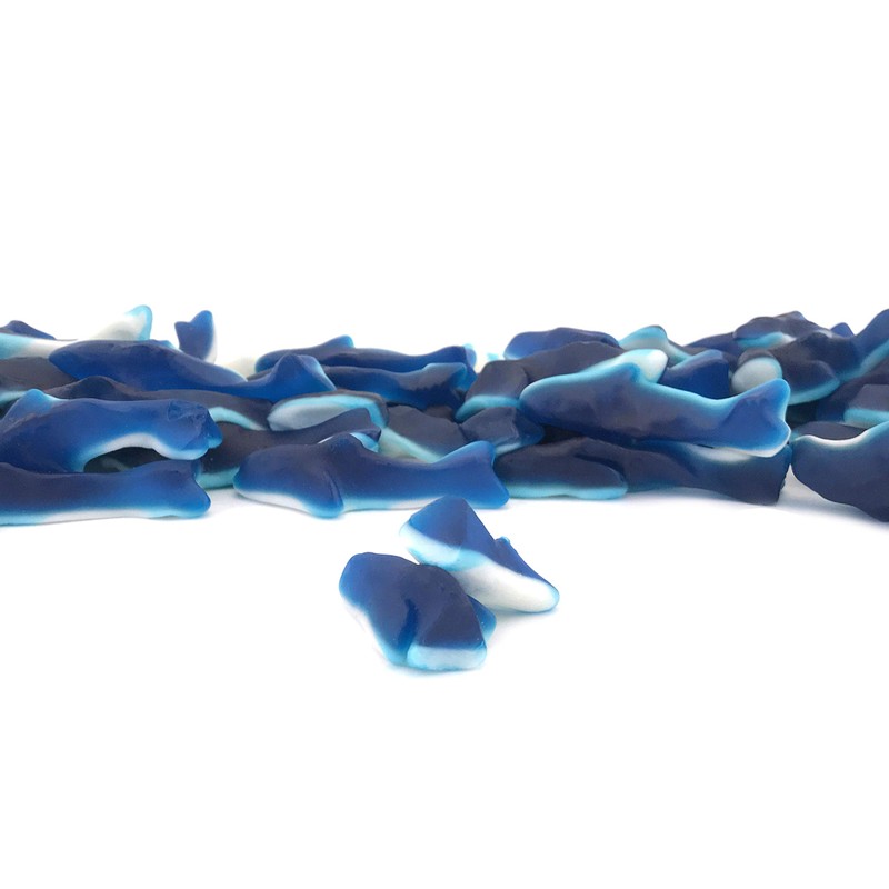 LaetaFood Blue Gummy Sharks Candy - Raspberry Marshmallow Flavored Candy,