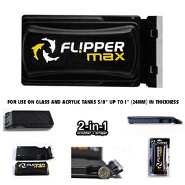 FL!PPER Flipper Cleaner- 2-in-1 Magnetic Aquarium Glass Cleaner - Fish Tank Cleaner - Scrubber & Scraper Aquarium Cleaning Tools – Fish Tank Cleaner, Max