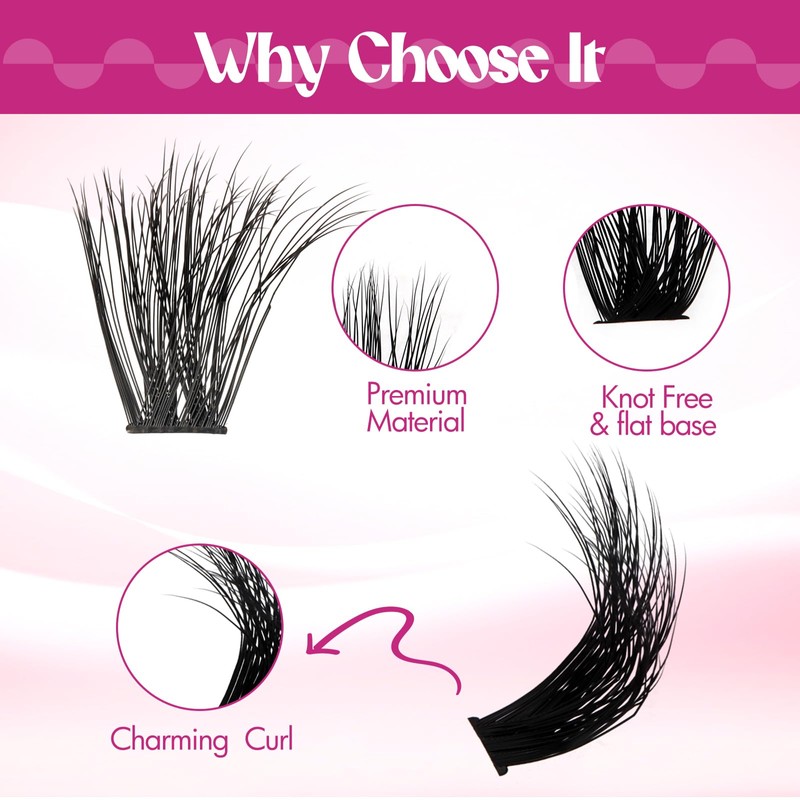 FADLASH Lash Clusters 100D Fluffy Eyelash Clusters 12-18mm Individual Lashes