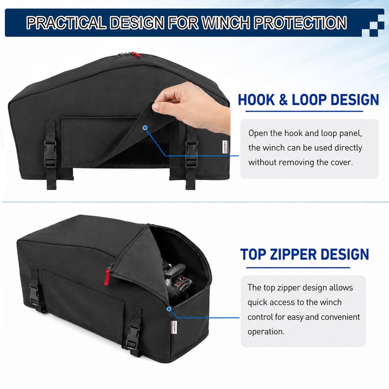 Winch Cover With Buckle, 900D Heavy Duty Winch Cover