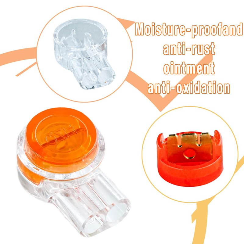 ciciment Button Cable UY Orange Clear Waterproof Crimp Butt Splice