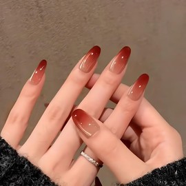 [NEURAD]ネイルチップ ミディアム 30枚入マグネットタイプ アッサムオムブレ付け爪 ～紅茶の深みを爪先に ネイル 人気 和風 かわいい