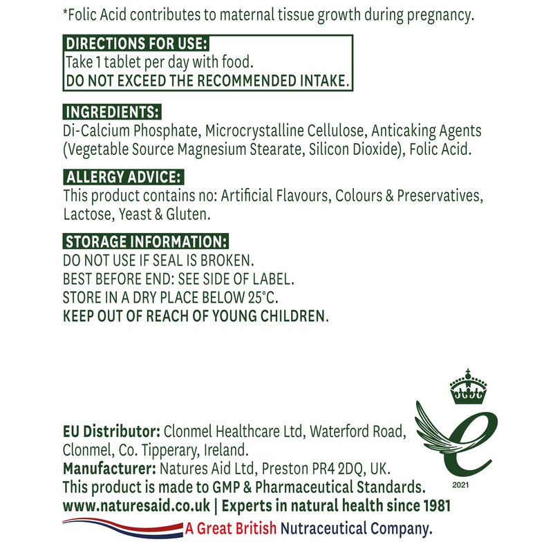 Natures Aid Folic Acid 90 Tablets