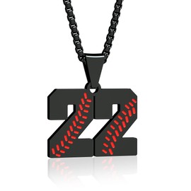 Suweibuke Inspiration Baseball Necklaces Baseball Jersey Number 0-99 Necklace Stainless Steel Baseball Chain Number Pendant Necklace Baseball Team Jewelry Gift for Boys girls
