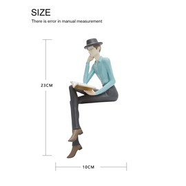HAUCOZE Modern Home Decor Sculpture Reading Man Figurine Statue Table Centerpiece Crafts Polyresin Arts Gifts 24cm