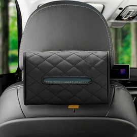 OtpOutopa Car Tissue Holder, Leather PU Tissues Box Cover for Car Backseat, Visor Tissue Holder, Tissue Holder for Car, Car Tissue Box, Car Napkin Holder, Mask Dispenser for Car Accessories (Black)