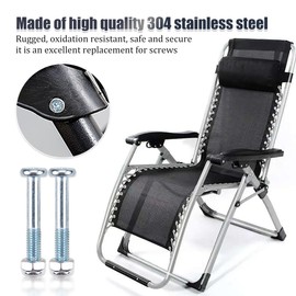 Comidox 2Pairs Metal Zero Gravity Chair Replacement Screws & Nuts Gravity Chair Accessories Set Gravity Chair Fabric Repair Kits for Your Nap Chair Folding Bed and Leisure Chairs