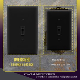 ENERLITES Toggle Light Switch Wall Plate, Gloss Finish, Jumbo Switch Cover, Oversized 1-Gang 5.5" x 3.5", Unbreakable Polycarbonate Thermoplastic, 8811O-BK, Black