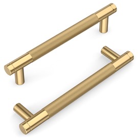 KNOKLOCK 10 Pack Champagne Bronze Cabinet Pulls 5 Inch(128mm) Hole Centers,Knurled Cabinet Handles Kitchen Cabinet Hardware Drawer Pulls for Dresser Cupboard Wardrobe