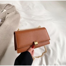 Generic Crossbody Bag, massager bag,Women's Chain Shoulder Bag,Minimalist Mini Square Purse (Rust)