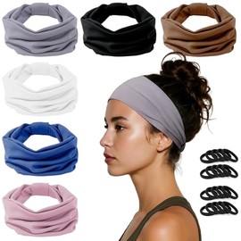 Diademas Deportivas 6 Piezas, Diademas Ejercicio para Mujer Yoga, 20 Ligas para Cabello, Diadema Elástica Suave Que Absorbe el Sudor, Adecuada para Ho