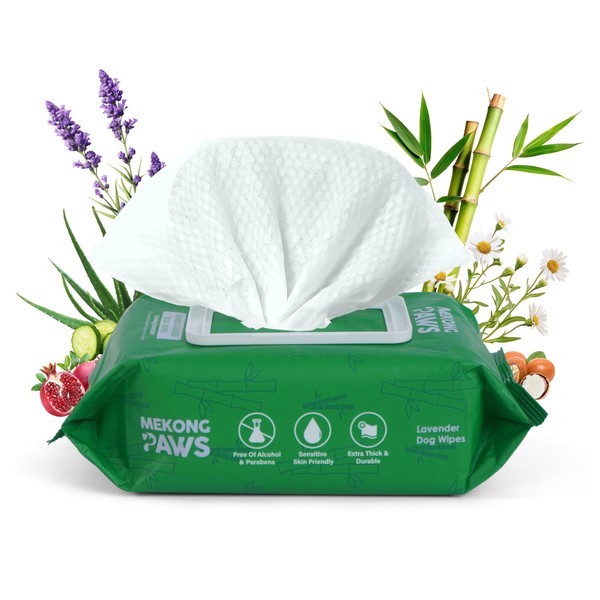 MEKONG PAWS Pet Grooming Wipes - Natural & Organic Bamboo