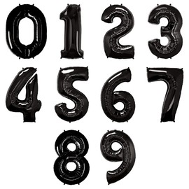 kuxoratekkusu, Inc. Balloons Numbers (0) Measures Approx Black Qualatex Number Big Baloon Birthday Decoration Numerals Number