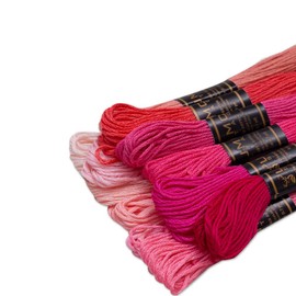 UMC STAG 12 Pieces | Premium Embroidery Thread | 100% Egyptian Cotton Premium Skeins | Cross Stitch Embroidery Floss | Oeko TEX Certified Stranded Cotton (Pink Tones)