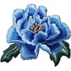 Royal Blue Peony Rose Iron-On Embroidered Patches for Clothes, Hats,