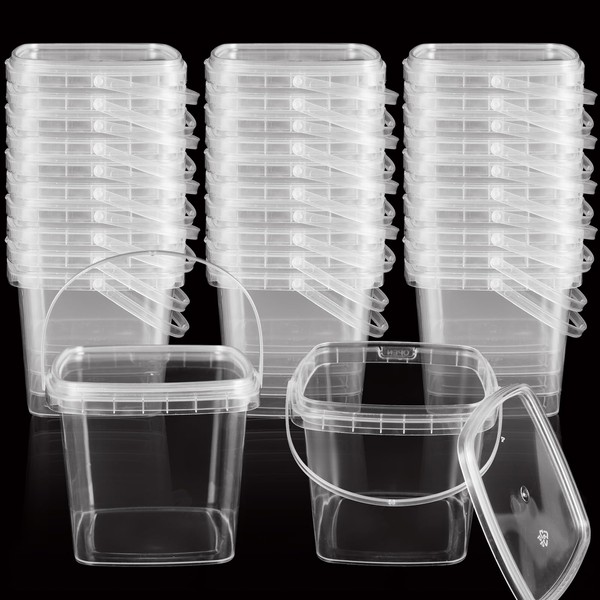 50PCS 10 oz Slime Containers with Lids and Handles, Plastic