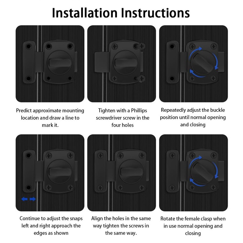 FDEETY Door Latch Door Security Latch Lock Interior Rotary Latch