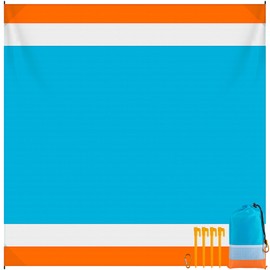 BIPASION Beach Blanket Waterproof Sandproof Oversized 118" X 110", Extra Large Beach Mat with Corner Pockets, Compact Lightweight Picnic Blanket, Beach Essentials for Travel Camping Hiking Vacation