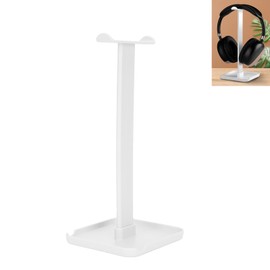 2 in 1 Headphone Stand with Phone Holder, ABS Gaming Headset Headphone Stand Holder Hanger, Solid Base, Tablet Holder (White)