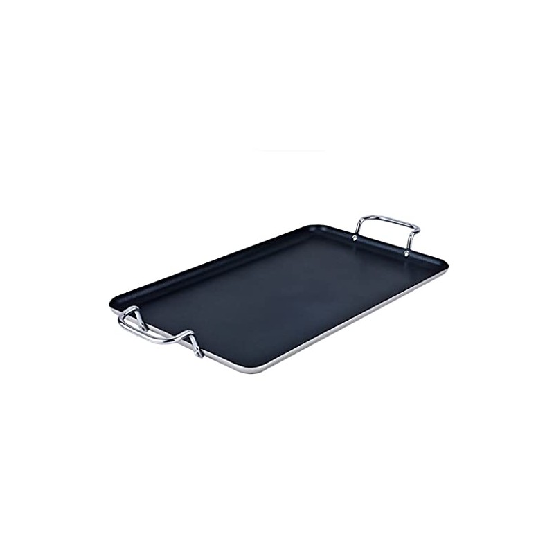 Heavy Gauge Aluminum Non-Stick Double Burner Griddle (19”x12”)