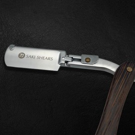 Straight Edge Shaving Razor with Disposable Blades - Wood Handle, Stainless Steel, Sharp (Medium Brown)