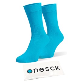 ONESCK Super Soft Cotton Dress Socks Vibrant Plain Colours for Women (Sky Blue, 4-7)