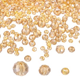 PATIKIL Rondelle Crystal Beads, 600Pcs 4-8mm Faceted Glass Loose Beads Briolette Shape Beads for Jewelry Making Bracelets Necklaces Earrings DIY Craft Projects, Gold Champagne Plating AB