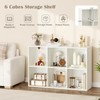 SILKYDRY 6 Cube Bookcase, 2-Tier White Bookshelf with Anti-Tipping Kits,