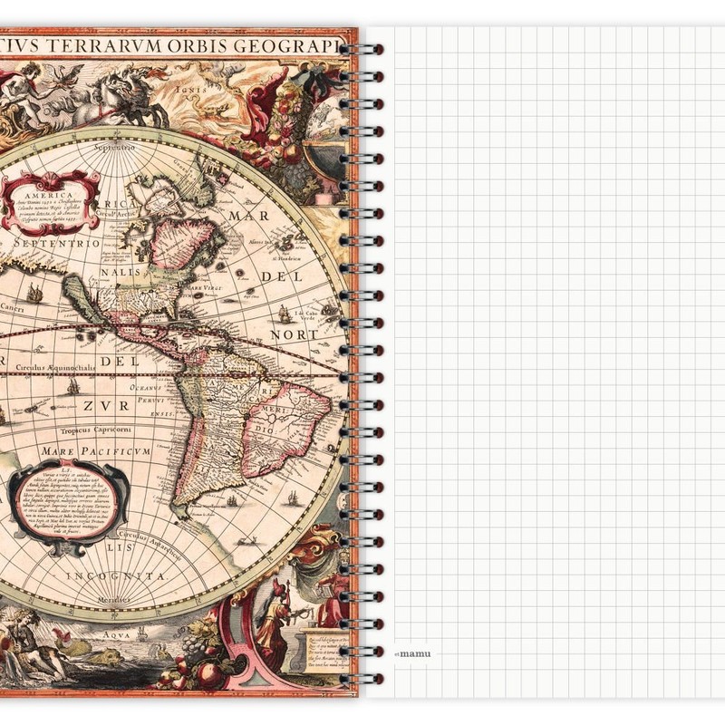 etmamu 398 World Notepad A5 60 Sheets Squared