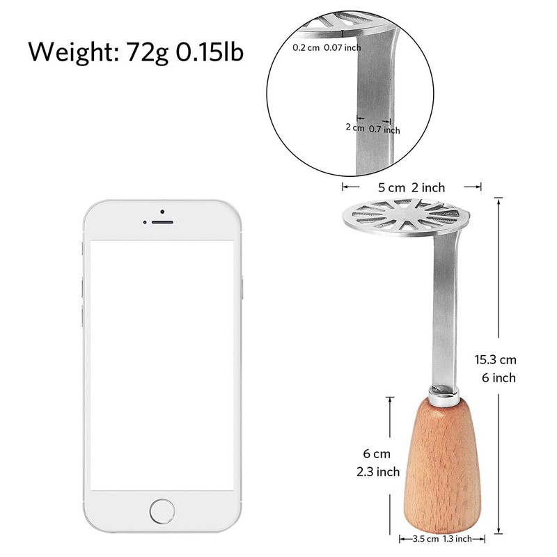 Binnan Potato Masher Stainless Steel Potato Press Small Vegetable Masher