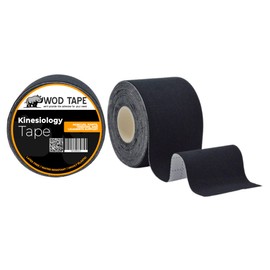 WOD ST-CKT Strong Kinesiology Tape, Black Uncut - (Pack of 2) Water Resistant, Highly Elastic, Hypoallergenic, Kinesiology Sports, & Physio Sports Tape for Muscle, Joint, Tendon, and Ligament Support.