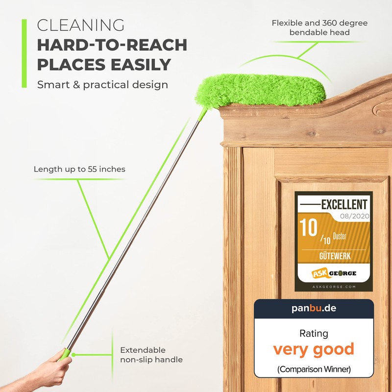 Extendable Microfiber Feather Duster, Feather Dusters for Cleaning, Ceiling Fan