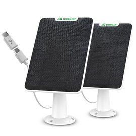 Sabilor Solar Panel for Security Camera Compatible with Eufycam 2C/2C Pro/E40/E20/2/2 Pro/E, 5V 4W Solar Panels for Camera, Micro USB & Type-C Port 9.8ft Cable, IP65 Waterproof, Secure Wall Mount