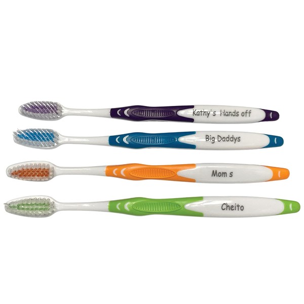Personalized Gift, Personalized Toothbrushes, 4 Pack Manual Toothbrush Adults, Engraved