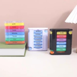 Sangpum Sangse Seolmyeong Chamjo 7일용 약통 주간/월간 약 보관함 정제 분리형 약국용 [Transparent] 7-Day Pill Organizer Weekly/Monthly Medication Storage Container with Dividers [Transparent]