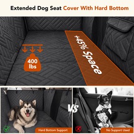 Cozila Dog Car Seat Cover for Back Seat, 600D Heavy-Duty Oxford Cloth Pet Car Seat Cover with Hard Bottom, Waterproof Dog Hammock for Car, Dog Car Seat Protector Scratch Proof Nonslip, Holds 400lbs
