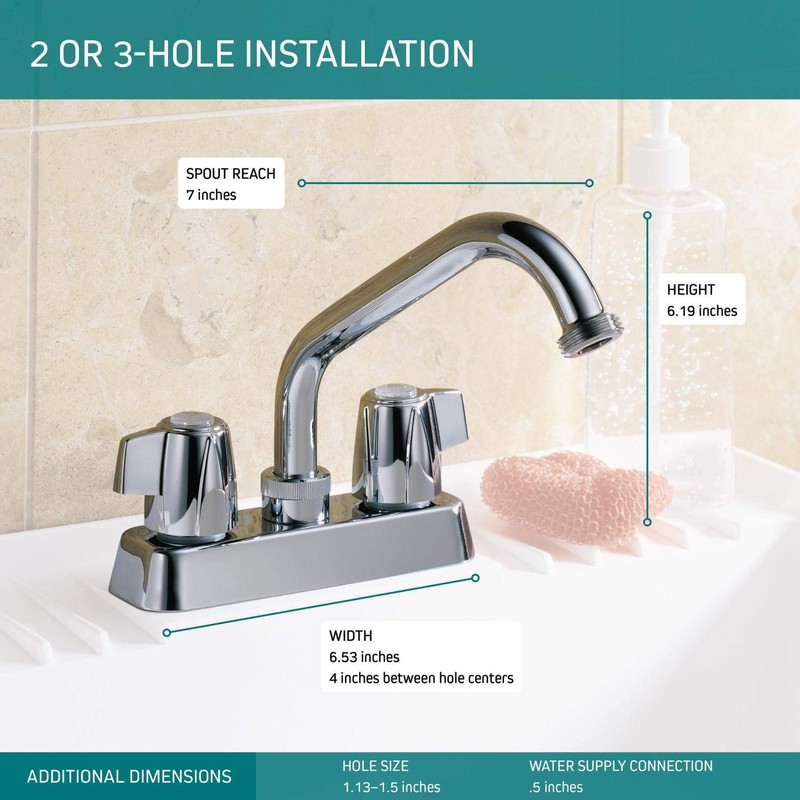 Peerless 2-Handle Centerset Utility Sink Faucet, Chrome P299232
