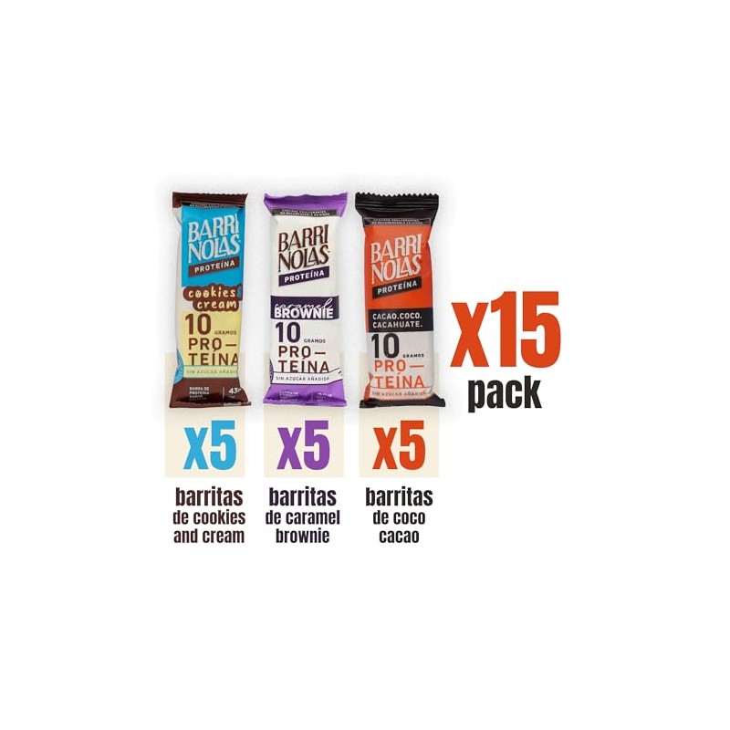 Barrinolas Proteína Mix Pack 15pz 10g Proteína