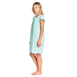 Casual Nights Women's Cap Sleeve Floral Nightgown - Green - Medium