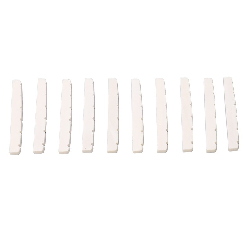 10Pcs Guitar Slotted Bone Nut Flat Bottom 6 String Electric