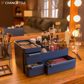 Makeup Organizer with Drawers, Countertop Organizer for Vanity, Bathroom and Bedroom Desk Cosmetics Display Case,Desktop Dresser Sundries Storage Box for Brushes, Eyeshadow, Lipstick and Nail Polish